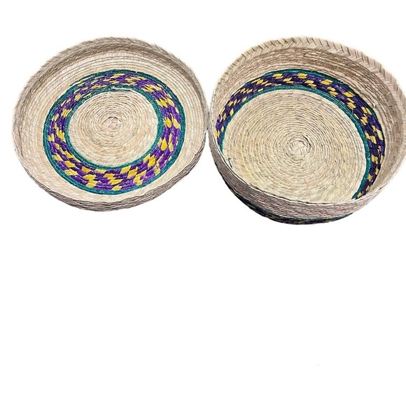 Artisanal Handwoven Tortillero / Bread Basket - Multi Color - Butterfly/Flower - Picture 6 of 7